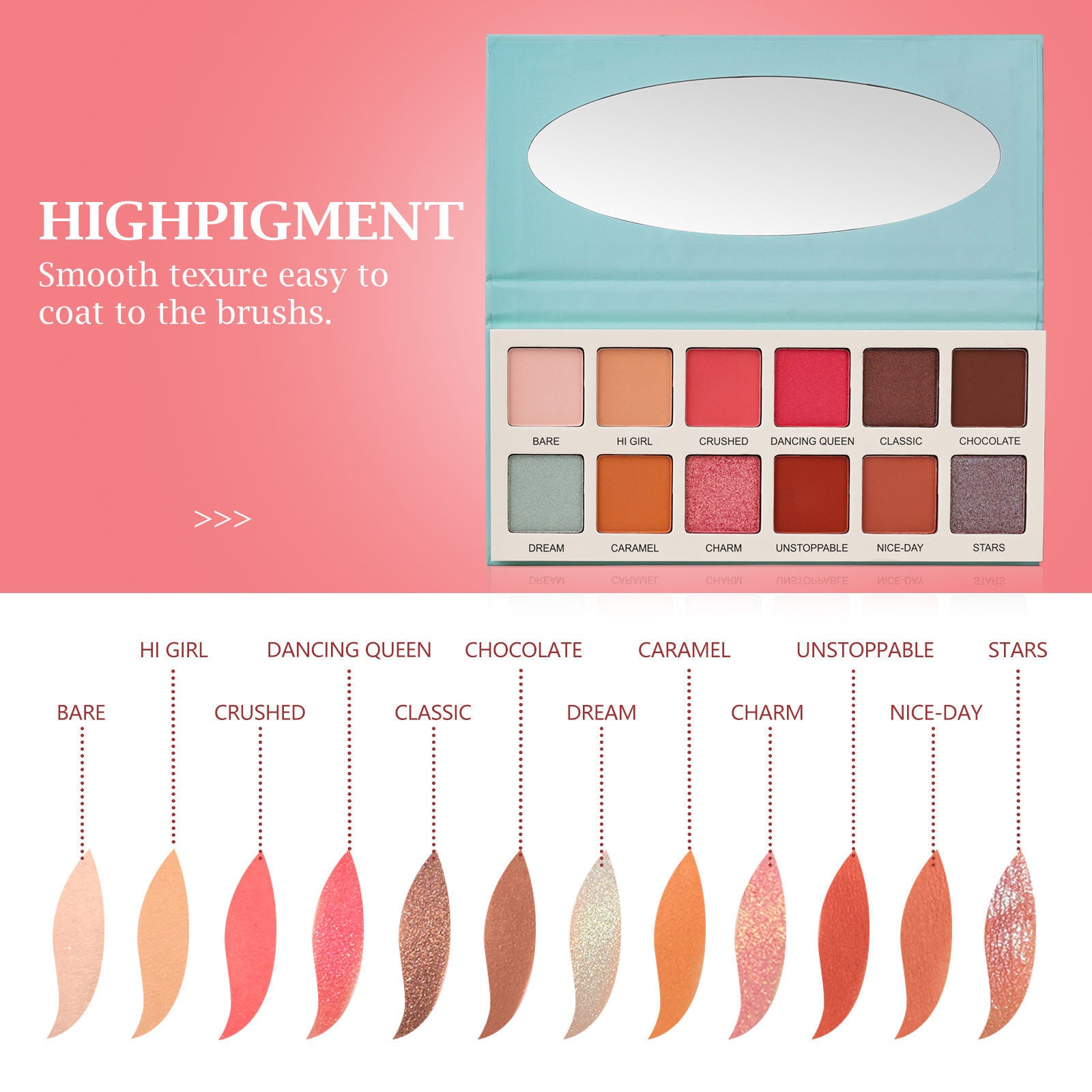 High Pigment Silky 
 12-Color Eyeshadow Palette Makeup Palette
