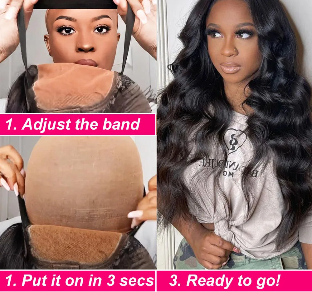 Ready to wear glueless 250 Density Human Hair Wig Pre Plucked Body Wave Lace Front 4x4 Pre Cut Lace