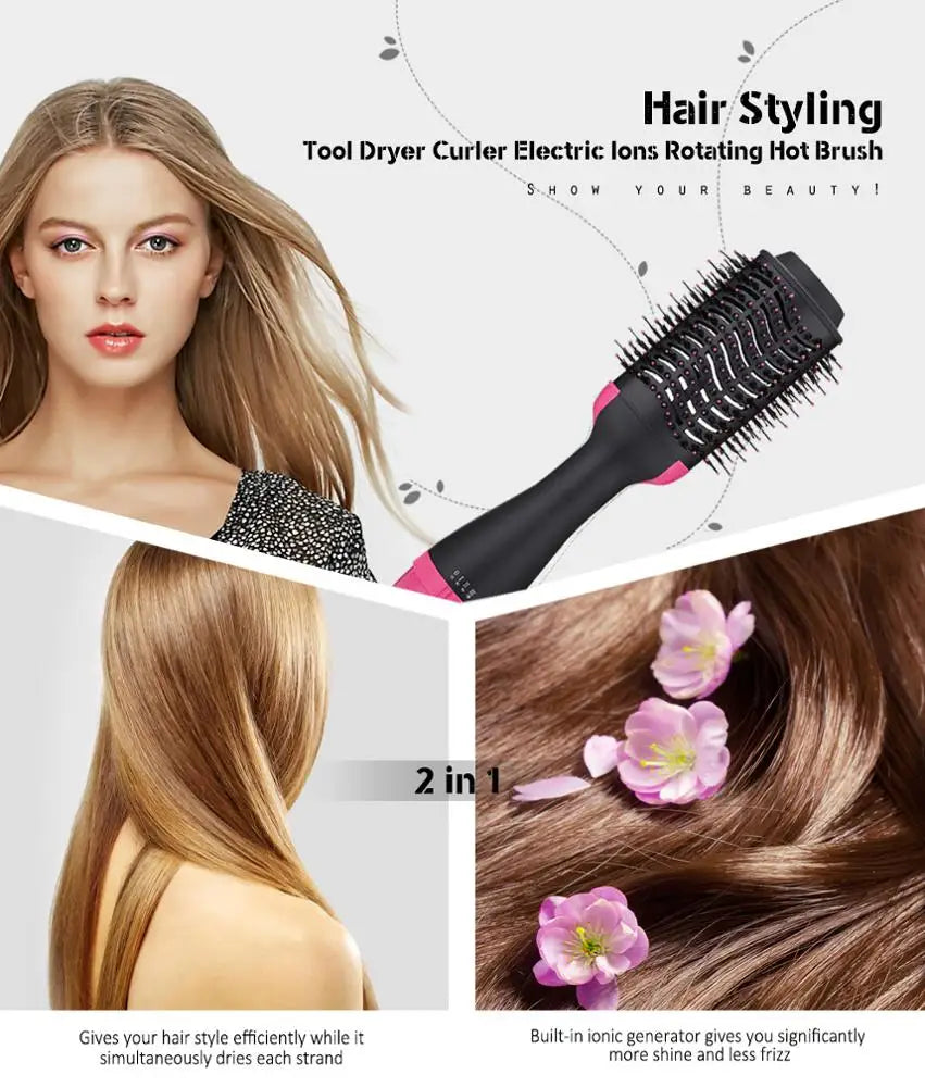 Professional Hair Dryer Brush 2 in 1 Hair Straightener & Curling Comb