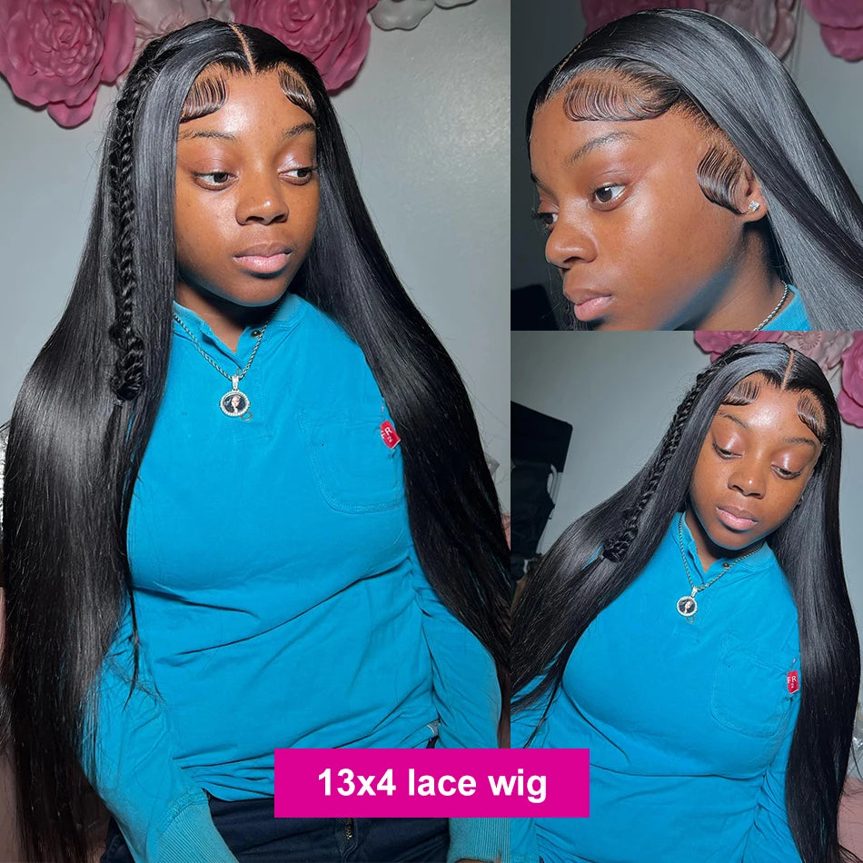 Bone Straight 13x4 and 5x5 Glueless Invisi-Drawstring Black l 360 Full Lace Wig