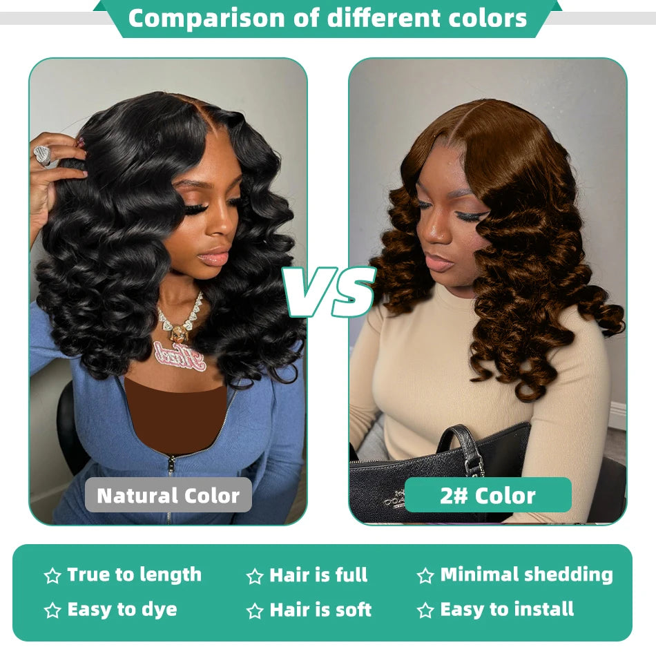 Loose Deep Wave                             HD 13x6 Chocolate Brown 200% Bob Lace Front