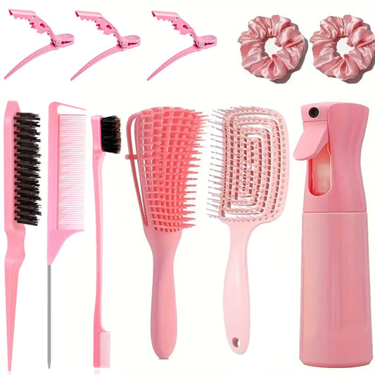Combs Set for Natural, Curly, Wet/Dry, Black Hair, Flex Detangling Brush set for Hair Style and Cuting, No Pain and Easy Clean