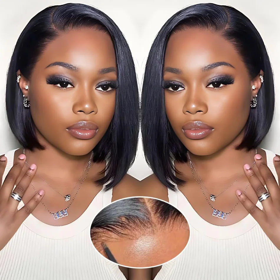 Bob Wigs Human Hair 13X6 Lace Front Wigs 220 Density Short Straight Hd Transparent Lace Frontal Wigs Brazilian Closure For Women